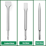 SDS-Plus Hammer Drill Chisel Set, Rotary Hammer Bits Set,3PCS Including Point Chisel, Flat Chisel, Cranked Chisels with Carry Case YOMNEE