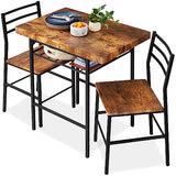 Best Choice Products 3-Piece Modern Dining Set, Space Saving Dinette for Kitchen, Dining Room, Small Space w/Steel Frame, Built-in Storage Rack - Medium Brown/Black Best Choice Products