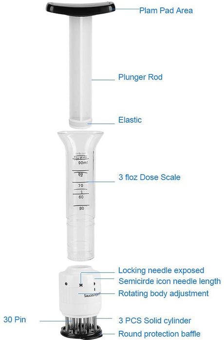 GOTOTOP Meat Marinade Tenderizer Needle Injector Steaks Flavor Syringe Cook Kitchen Tool Meat Tenderizer 2.64 x 2.64 x 8.86inch GOTOTOP