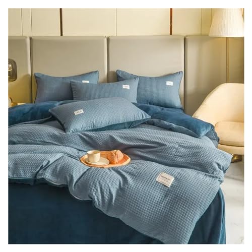 YUSIWOAL Bedding Set, Fabric Duvet Cover Set Solid Color Warm Plush Bed Cover Set Single Double King Size Quilt Cover,Summer Duvet Cover sets(C,King) YUSIWOAL