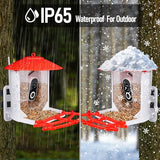 Tinllaans Bird Feeder with Camera,Smart Bird Feeder Camera with Solar Panel,2.5K HD Wild Bird Camera AI Identify Bird Species Auto Capture Videos & Tinllaans