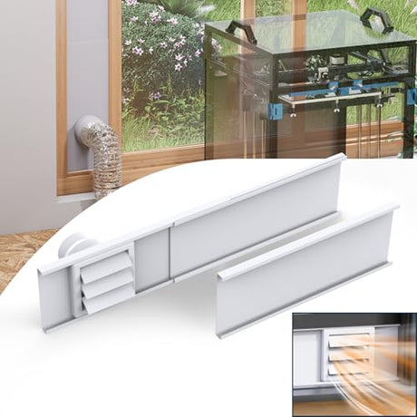 Pearwow Window Vent Kit for 3" and 4" Vent Hose,Adjustable Window Vent Panels with Louvered Vent Cover,Switchable Hood for 3"/4" Exhaust Ventilation of Dryer,Laser Engraver & 3D Printer Enclosure Pearwow