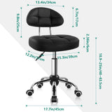 BFTOU Black Square Minimalist Swivel Stool with Wheel Perfect for Work SPA Shop Massage Height-Adjustable and Cost-Effective Rolling Stool Chair with Back BFTOU