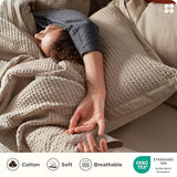 Bedsure Cotton Duvet Cover Queen - 100% Cotton Waffle Weave Khaki Duvet Cover Queen Size, GentleSoft™ and Breathable Tan Bedding Set for All Season, 3 Pieces, 90"x90" Bedsure