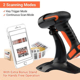 Tera Pro (Extreme Performance) Industrial Wireless Barcode Scanner 2D QR 1D Bar Code Reader 2.4G Wireless 2500mAh Compatible with Bluetooth Drop Resistant for Windows Mac Android iOS Model 8100 Orange Tera