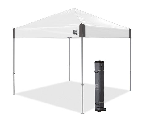 E-Z UP Ambassador Instant Pop Up Canopy Tent, 10' x 10', Roller Bag and 4 Piece Spike Set, White E-Z UP