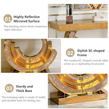 MELAABUU Mirrored Console Table, 42.9" Brown Rectangle Sofa Table with Sparkling Crystal 3C Shaped Base, Modern Luxury Mirrored Furniture with Diamond Glass Effects for Entryway Hallway Entrance MELAABUU