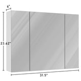 Medicine Cabinets Bathroom Mirror Cabinet with 3 Door 31.5x23.6 Inch Bathroom Wall Cabinet with Mirror Wall Mirror Storage Shelf with 3-Adjustable Shelves Storage Organizer Kitchen Cupboard,White DICTAC