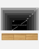 EYYTHUNG Floating TV Stand, 65" Farmhouse Wall Mounted Media Console with Storage, Cable Management, Modern Entertainment Center for 75 Inch TV, Living Room and Bedroom, Natural Oak EYYTHUNG