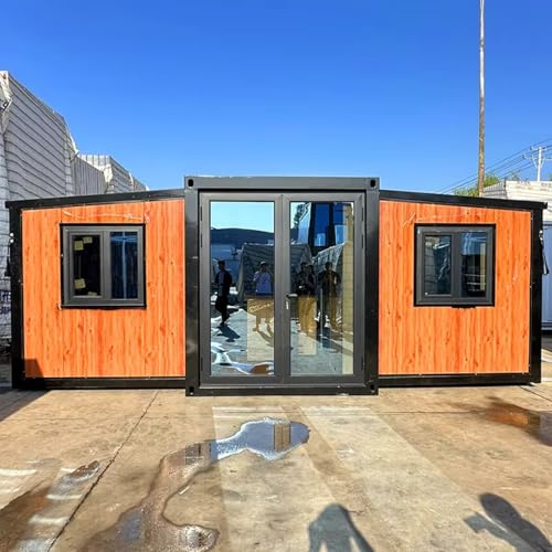 Mobile Container House Portable Tiny House Folding Office Prefab Garden Cabin Expandable Modern Home Customizable 20ft/30ft/40ft 1-3 Bedroom Bath Living & Kitchen Veranda for Minimalist Livin - WoodArtSupply