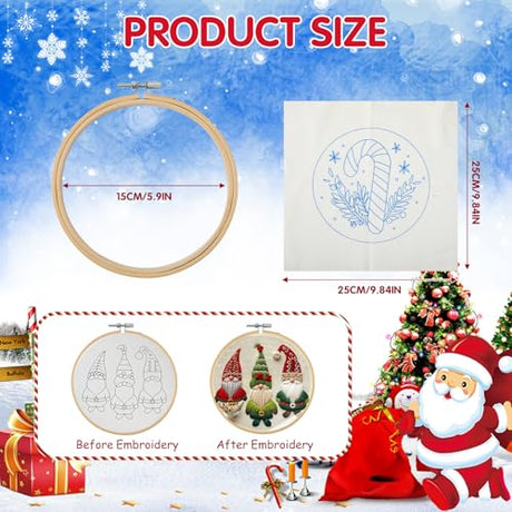 KerrDtbb Christmas Embroidery Kit, DIY Hand Embroidery Kit, Beginner Embroidery Kit for Adults, Embroidery Christmas Ornament Kits (A) KerrDtbb
