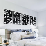 Bdor Decorative Metal Panels, Set of 4, 10.98" x 15.94", Modern Geometric Design, Black Metal Wall Art, Room Dividers, Architectural Elements for Home and Office Décor Bdor