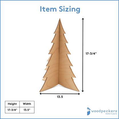 Wooden Christmas Tree, 17 3/4 Inch Wood Christmas Trees, Pack of 1 Christmas Wood Cutouts, Slotted 2 Piece, 3D Wooden Tree for Crafts, Party, Painting, Decor, Wood Tree Cutout, Christmas Ornaments