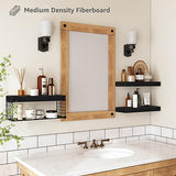 QEEIG Black Bathroom Shelves Over Toilet Wall Mounted Floating Shelves Farmhouse Shelf Toilet Paper Holder Small 16 inch Set of 3 (019-B3) QEEIG