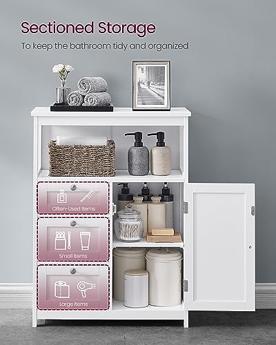 VASAGLE Bathroom Floor Storage Cabinet, Bathroom Storage Unit with 3 Drawers, Bathroom Cabinet Freestanding, Adjustable Shelf, 11.8 x 23.6 x 31.5 Inches, White UBBC542P31V1 - WoodArtSupply