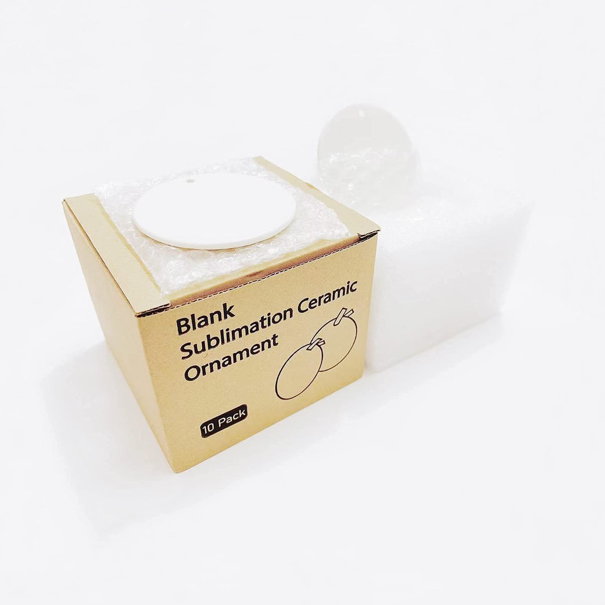 10Pcs Sublimation Ceramic Ornaments Sublimation Ornament Blanks Bulk Ceramic Discs Ornament for Heat Press Printing White Round Porcelain Ornament Personalized Xmas Tree Ornament Keepsake Crafts Gift SEUGKE