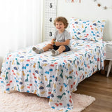 Bunnikins & Clover Kids Sheets Set Twin Size, Deep Pocket Twin Sheets Set Soft Printed Microfiber Dinosaur Toddler Bedding Set for Boys Girls Bunnikins & Clover