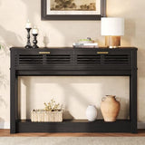 IRONCK Entryway Table, 47" Console Table with Drawer for Living Room, Wooden Sofa Table with Storage, Mid Century Modern, Black IRONCK