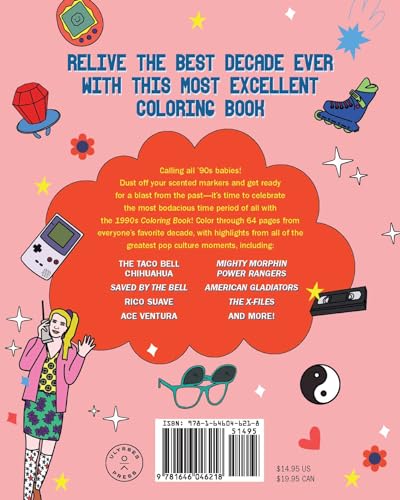 The 1990s Coloring Book: A Nostalgia-Packed Coloring Book Dedicated to the Most Iconic Parts of the 90s, from the Fresh Prince and Beanie Babies to Bucket Hats and Butterfly Clips WoodArtSupply