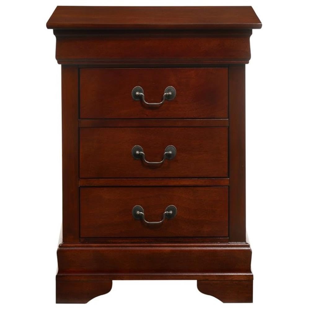 Glory Furniture Louis Phillipe 3 Drawer Nightstand in Cherry Glory Furniture