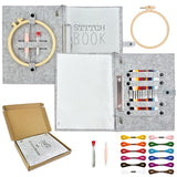 Bmtbu 2026 Upgraded Embroidery Stitch Book Kit with 8.27"x10.65" Portable Loose-Leaf Cover, 6 Fabric Pages, Complete Toolkit, Easy Instructions & Video Tutorials. (Classic)