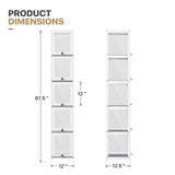 MoNiBloom 68" Tall Slim Narrow Clear Acrylic Door Curio Cabinet Display Case with Corner Shelves, White MoNiBloom