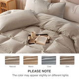 BFS HOME Linen Duvet Cover Twin Size - Soft Breathable Cotton Linen Blend, 3-Pieces Bedding Set with 2 Pillowcases, Stonewashed Texture, Khaki, All-Season Comfort BFS HOME