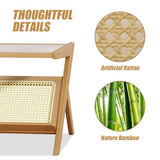 Bamworld Rattan Coffee Table Mid-Century Modern Coffee Table BambooTable with Glass Top for Living Room Office Bamworld