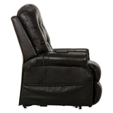 Catnapper Tyler Chocolate Brown Leather Power Lift Lay Flat Recliner with Heat & Massage Catnapper