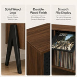 Record Player Stand with Vinyl Storage Cabinet, 32'' Mid Century Modern Turntable Console Table for Albums Display, Heavy-Duty Media Audio Bookshelf for Speakers & Stereo, Black Walnut Wood FurnPulse