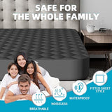 Queen Mattress Protector, Waterproof Mattress Pad Noiseless with Deep Pocket for 8-21 inches Mattress, Soft & Breathable Bed Mattress Cover Washable for Home, Bedroom, Hotel Queen Size (Dark Gray) Kmall