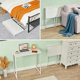 WOHOMO Folding Desk, 31.5" Small Desk for Small Spaces, Easy Assemble Foldable Computer Desk for Laptop, Mini Portable Working Table Narrow Wooden Writing Workstation for Home Office, White WOHOMO