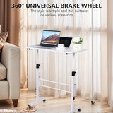 Wintline Adjustable Height Rolling Standing Desk with Lockable Wheels,Compact Laptop Desk for Home Office, Dorm, or Bedroom - 15.75" x31.5” - White Wintline