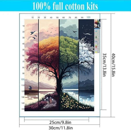 Tree Stamped Cross Stitch Kits for Beginners Adults,Landscape Dimensions Needlepoint Art Crafts,Counted Cross Stitch Kits Embroidery Kits for Beginners Adults for Home Decor 11.8x15.7inch Lzyueyuan