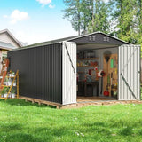 AirWire 8x12 FT Outdoor Storage Shed, Garden Shed with Updated Frame Structure and Lockable Doors, Metal Tool Sheds for Backyard Garden Patio Lawn, Grey AirWire