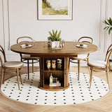 CABZOON 47-63in Extendable Round Dining Table for 4-8 Modern Round Kitchen Table Circle Dining Table with 2-Tier Storage Shelf, Space Saving Expandable Wood Oval for Living Room Walnut CABZOON