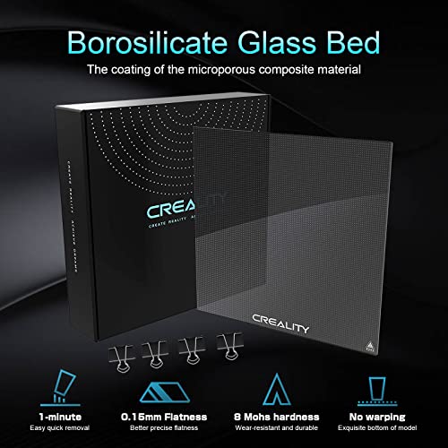 Mefine Creality Ender 3 Glass Bed Upgraded 3D Printer Tempered Glass Plate Build Surface for Ender 3/Ender 3 Pro/Ender 3 V2/Ender 5/Ender 5 Pro/Ender 3 S1, 235x235x4mm Mefine
