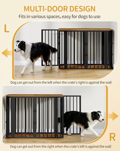 Hzuaneri 39.4'' Dog Crate Furniture, L Indoor Dog Kennel Dogs Cage, Modern Decorative Pet House for Small/Medium/Large Dogs, Anti-Chew & Anti-Escape, Kennel End Side Table, Rustic Brown DFC88701B Hzuaneri