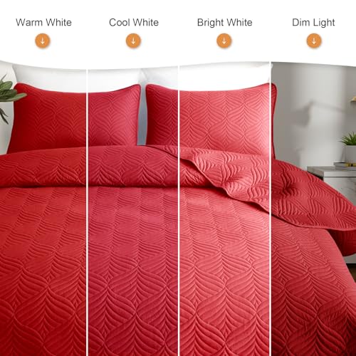 Whale Flotilla Extra Soft Twin Quilt Bedding Set, Lightweight Red Bedspreads Quilts Twin Size with Modern Pattern, Reversible 2-Piece Coverlet with 1 Pillow Shame for All Seasons Whale Flotilla