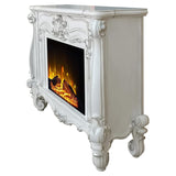 Acme Versailles Rectangular Carving Wooden Frame Fireplace in Bone White ACME Furniture