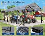 Jocisland 12x20x10.5 FT Heavy Duty Metal Carport, All-Weather Car Canopy with Waterproof Removable Sidewalls, Galvanized Steel Roof & Reinforced Base, Car Shelter for Cars, Boats, Trucks Jocisland