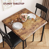 GAOMON Dining Table Set for 2, Kitchen Table and Chairs for 2 with Upholstered Chairs, 3 Piece Dining Room Table Set, Square Kitchen Table Set for Small Space, Apartment, Studio, Rustic Brown GAOMON