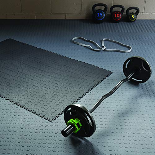 VersaTex Garage Floor 18 x 18 inch Square Plastic Coin Top Interlocking Floor Tiles for Home Gym, Garage Flooring, Trade Show Flooring, Basement Tiles, 8 Pack (Black)