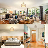 Wood Beaded Chandelier - Farmhouse Boho Light Fixture, Rustic Semi Flush Mount Ceiling Light, Oak 2 Lights Nursery Light Fixture for Hallway Foyer Bedroom Kitchen Island Living Room, E26 Base Frelii