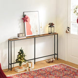 MAHANCRIS 63'' Skinny Console Table with Charging Station, Narrow Long Sofa Couch Table, Easy Assembly, Entryway Table for Living Room, Foyer, Hallway, Rustic Brown CTHR165E01Z1 MAHANCRIS