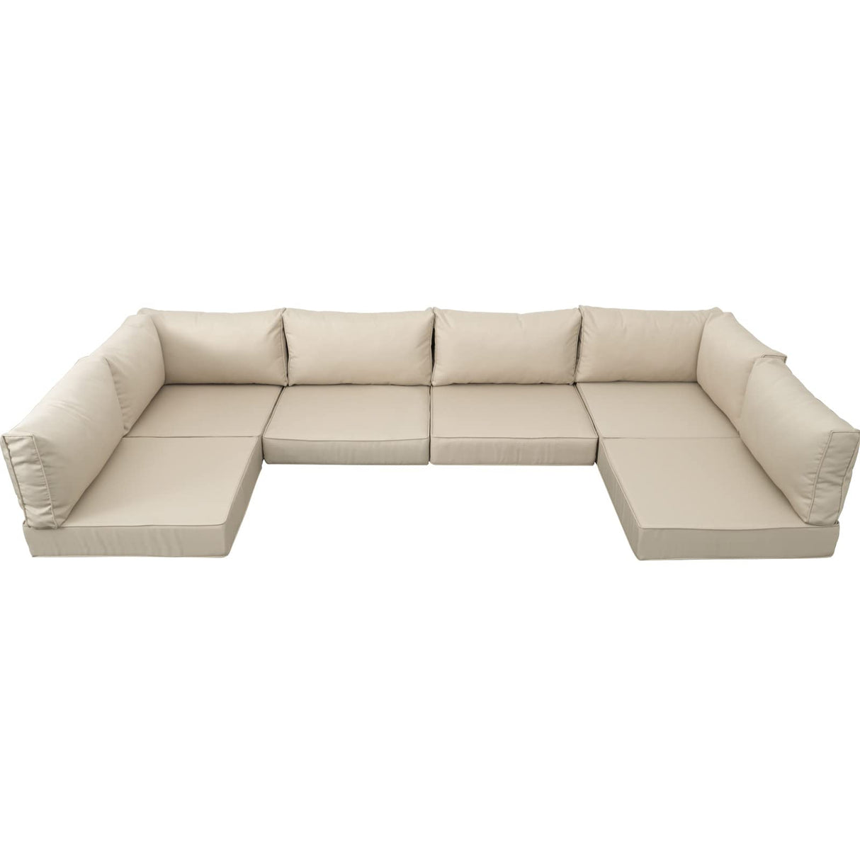 Valita Outdoor Furniture Replacement Cushions, Fits 6-seat Sectional Rattan Conversation Set, 14-Piece Patio Water-Resistant Replacement Sofa Cushions, Liner&Cover (Khaki) Valita