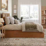 AFI Madison Queen Solid Wood Platform Bed with Footboard & Twin XL Trundle in Light Toffee AFI