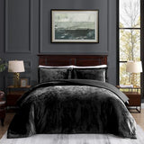 TAMGHO Crushed Velvet Comforter King, Black King Size Bedding for All Seasons, Luxury Soft 3pc Bed Set, 1 King Comforter (108"x96") and 2 King Pillow Shams (20"x36") TAMGHO