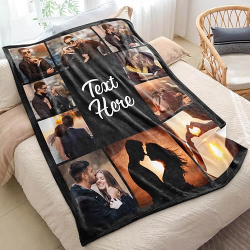inkArts Custom Blanket with Photos Text Personalized Blanket Thows with Picture Customizable Blanket Photo Blankets Customize for Mom Dad Couple Girlfriend Boyfriend Wife Husband inkArts