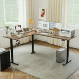 Agilestic L-Shaped Standing Desk Adjustable Height, Electric Corner Standing Desk, Sit Stand Up Desk, 75x61 inch Sit Stand Computer Table, Rustic Brown Agilestic